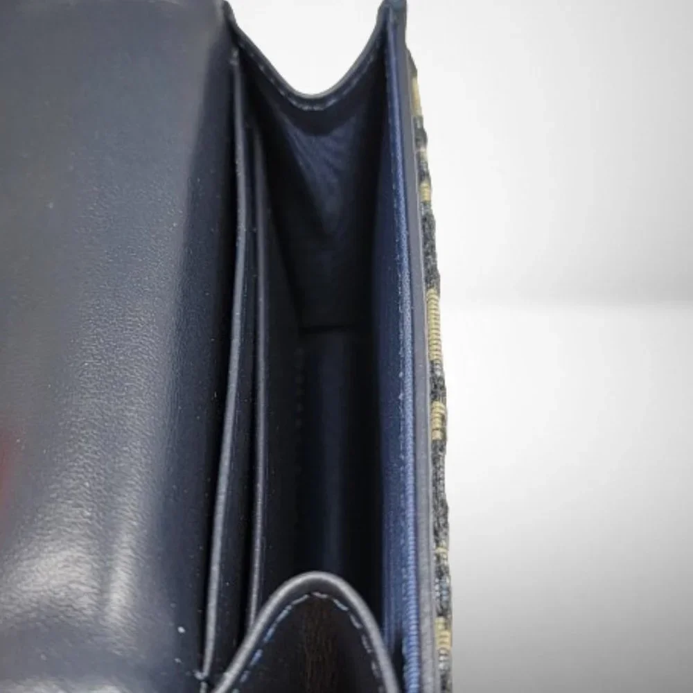 CHRISTIAN DIOR NEW SADDLE CARDHOLDER IN OBLIQUE BLUE CANVAS